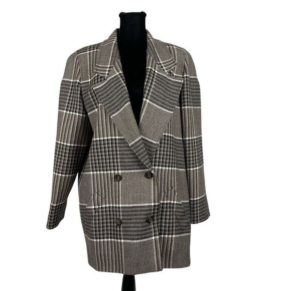 Vintage Jaeger Plaid 100% Wool Double Breasted Sports Coat - Women’s 8 - Picture 1 of 8